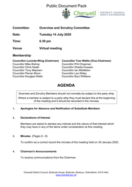 Agenda Document for Overview and Scrutiny Committee, 14/07/2020 18