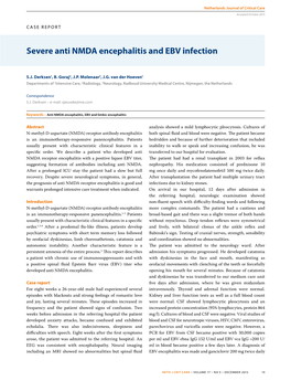 Severe Anti NMDA Encephalitis and EBV Infection
