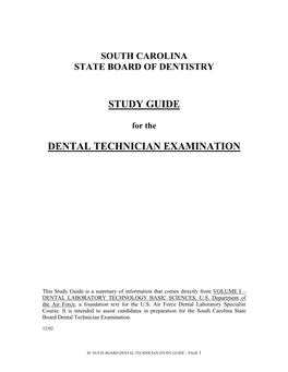 Study Guide Dental Technician Examination