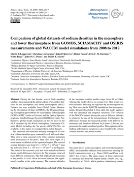 Comparison of Global Datasets of Sodium Densities in the Mesosphere