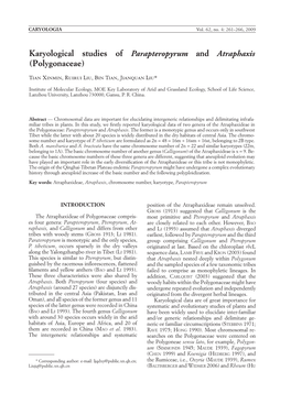 Polygonaceae) Tian Xinmin, Ruirui Liu, Bin Tian, Jianquan Liu*