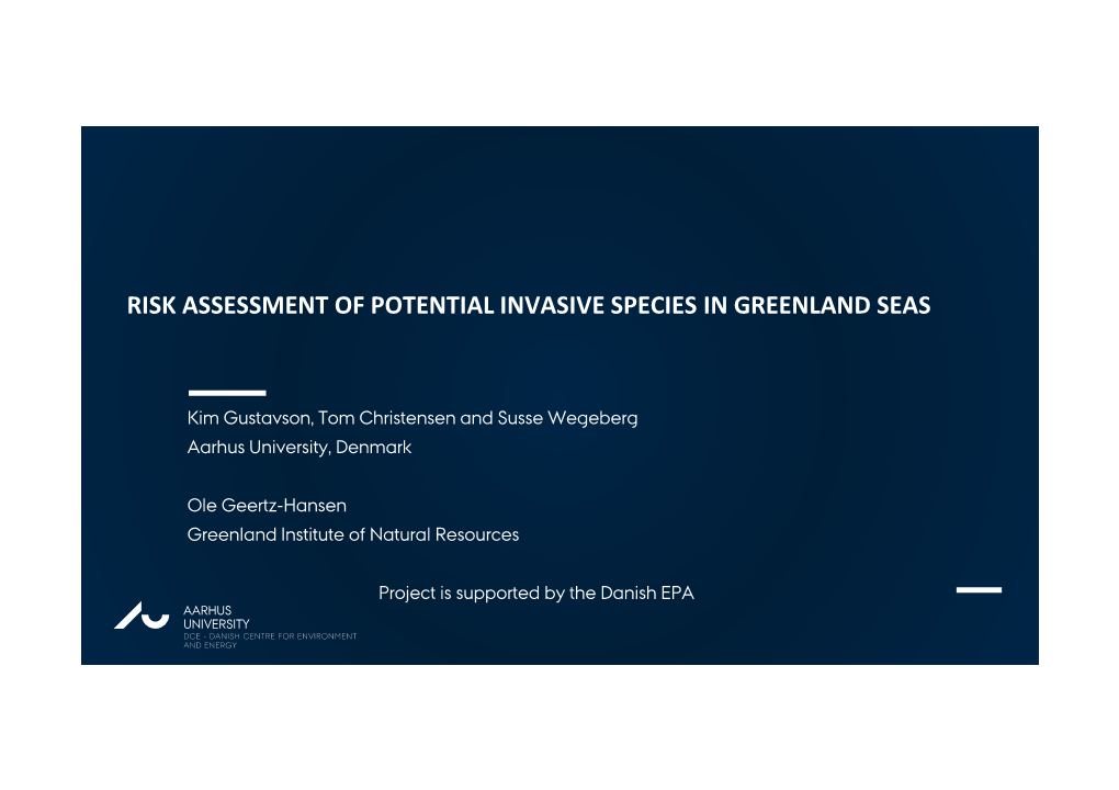 Risk Assessment of Potential Invasive Species in Greenland Seas