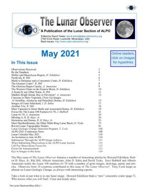 May 2021 the Lunar Observer by the Numbers