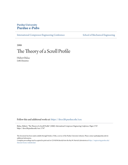 The Theory of a Scroll Profile Hubert Bukac Little Dynamics