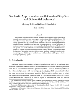 Stochastic Approximations with Constant Step Size and Differential Inclusions