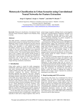 Motorcycle Classification in Urban Scenarios Using Convolutional Neural Networks for Feature Extraction