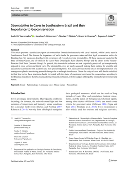 Stromatolites in Caves in Southeastern Brazil and Their Importance to Geoconservation