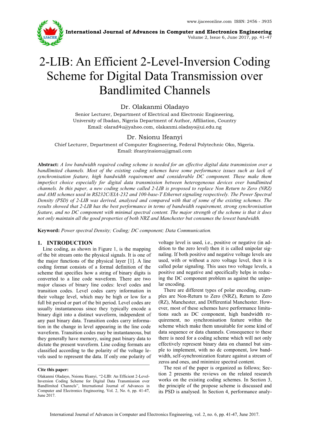 An Efficient 2-Level-Inversion Coding Scheme for Digital Data Transmission Over Bandlimited Channels