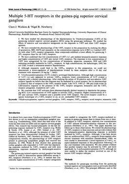 Multiple 5-HT Receptors in the Guinea-Pig Superior Cervical Ganglion Clare J