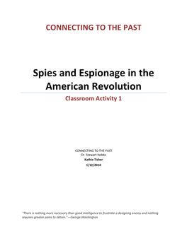 Spies and Espionage in the American Revolution Classroom Activity 1