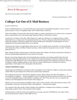 Print: Colleges Get out of E-Mail Business - Chronicle.Com