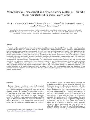 Microbiological, Biochemical and Biogenic Amine Profiles of Terrincho