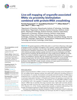 Live-Cell Mapping of Organelle-Associated Rnas Via