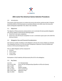 2021 Junior Pan American Games Selection Procedures