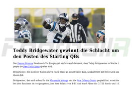 Broncos Sichern Sich Quarterback Teddy Bridgewater