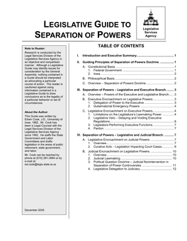 Legislative Guide to Separation of Powers