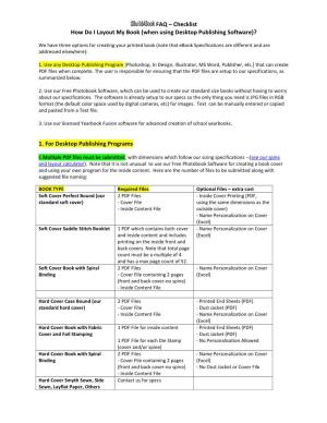 Checklist How Do I Layout My Book (When Using Desktop Publishing Software)?
