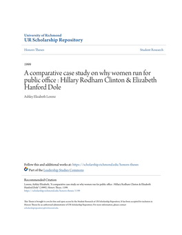 A Comparative Case Study on Why Women Run for Public Office : Hillary Rodham Clinton & Elizabeth Hanford Dole" (1999)