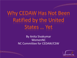 Why CEDAW Has Not Been Ratified by the United States … Yet