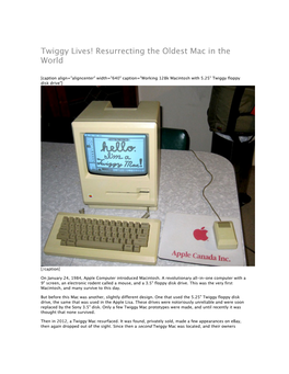 Twiggy Lives! Resurrecting the Oldest Mac in the World