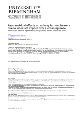 University of Birmingham Asymmetrical Effects on Railway
