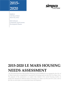 2015-2020 Le Mars Housing Needs Assessment