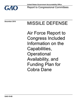 GAO-19-68, Missile Defense
