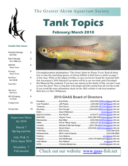 The Greater Akron Aquarium Society Tank Topics February/March 2010