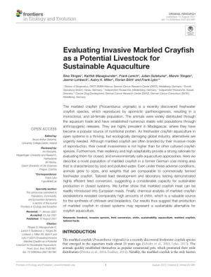 Evaluating Invasive Marbled Crayfish As a Potential Livestock For