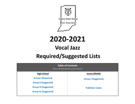 Vocal Jazz Required List 2020-2021.Xlsx