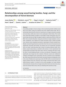 Relationships Among Wood‐Boring Beetles, Fungi, and the Decomposition of Forest Biomass