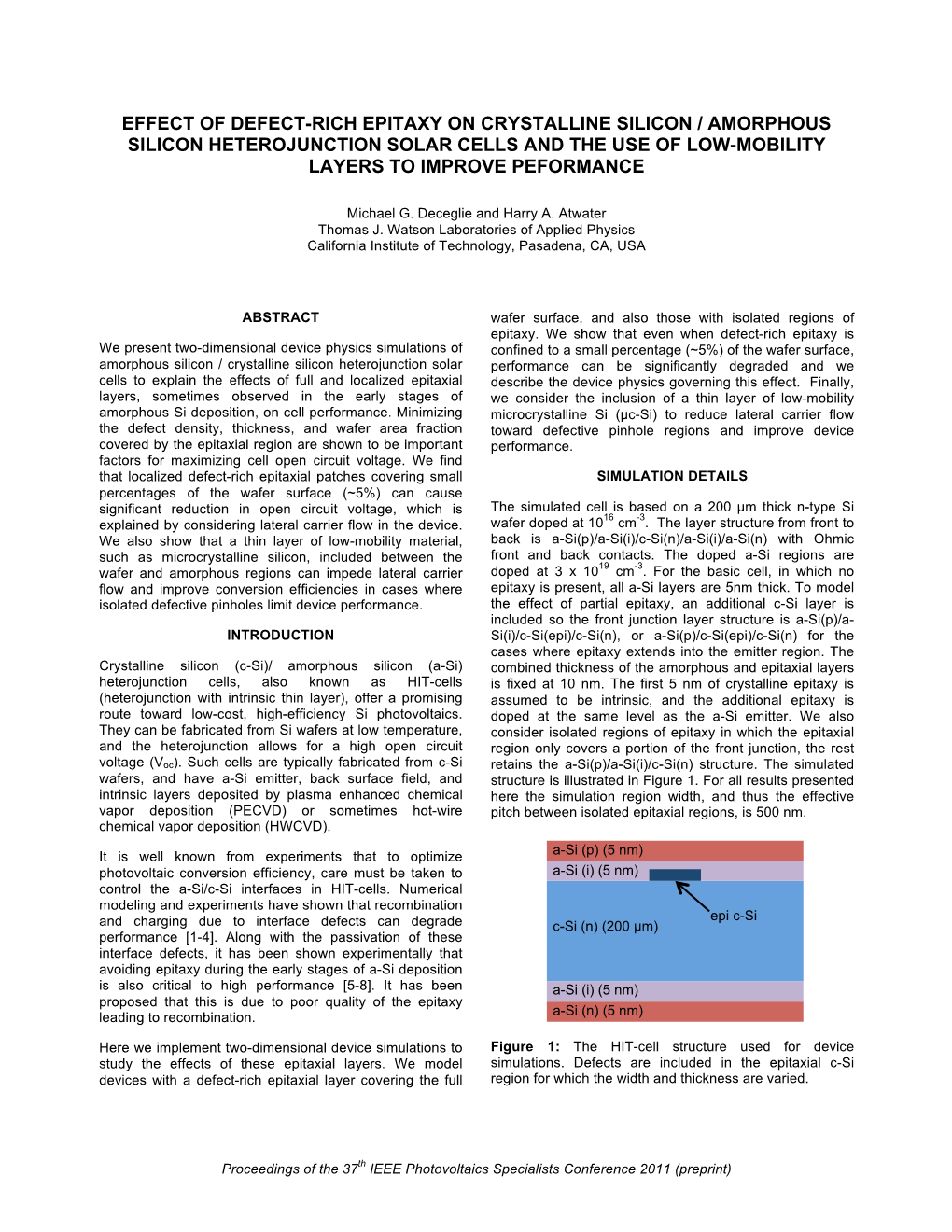 Effect of Defect-Rich Epitaxy on Crystalline Silicon / Amorphous Silicon Heterojunction Solar Cells and the Use of Low-Mobility Layers to Improve Peformance