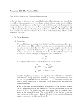 Astronomy 112: the Physics of Stars Class 4 Notes