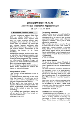 Schlaglicht Israel Nr. 13/10 Aktuelles Aus Israelischen Tageszeitungen 28