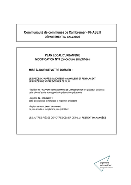 Communauté De Communes De Cambremer - PHASE II DÉPARTEMENT DU CALVADOS