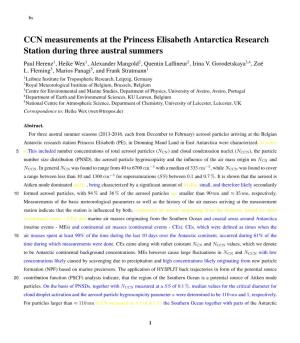 CCN Measurements at the Princess Elisabeth Antarctica Research
