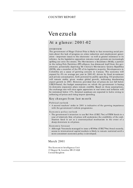 Venezuela at a Glance: 2001-02