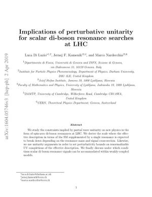 Implications of Perturbative Unitarity for Scalar Di-Boson Resonance Searches at LHC