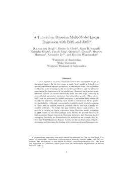 A Tutorial on Bayesian Multi-Model Linear Regression with BAS and JASP