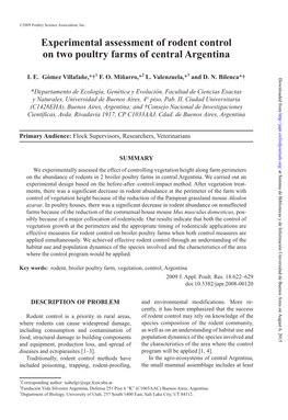 Experimental Assessment of Rodent Control on Two Poultry Farms of Central Argentina