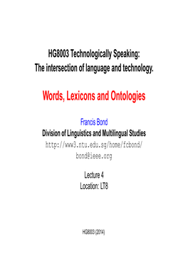 Words, Lexicons and Ontologies