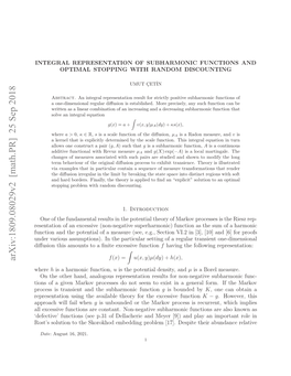 Integral Representation of Subharmonic Functions and Optimal