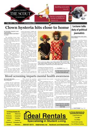 Clown Hysteria Hits Close to Home Duty of Political by MADDIE GEHLING and Scared Some People,” Griffith Said