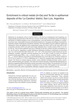Enrichment in Critical Metals (In-Ge) and Te-Se in Epithermal Deposits of the 'La Carolina' District, San Luis, Argentina