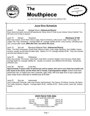 Mouthpiece Rg/ June 2004 the ACTIVE DIVERS ASSOCIATION NEWSLETTER