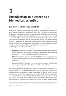 Introduction to a Career As a Biomedical Scientist