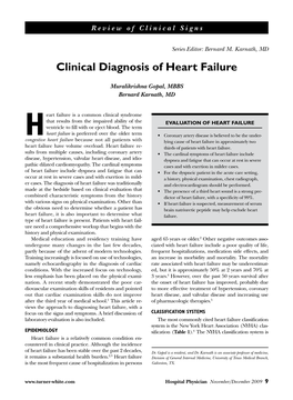 Clinical Diagnosis of Heart Failure