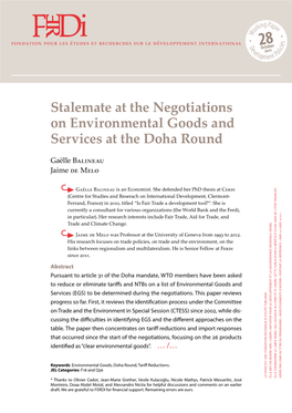 FERDI-P28-Stalemate at the Negotiations on Environmental