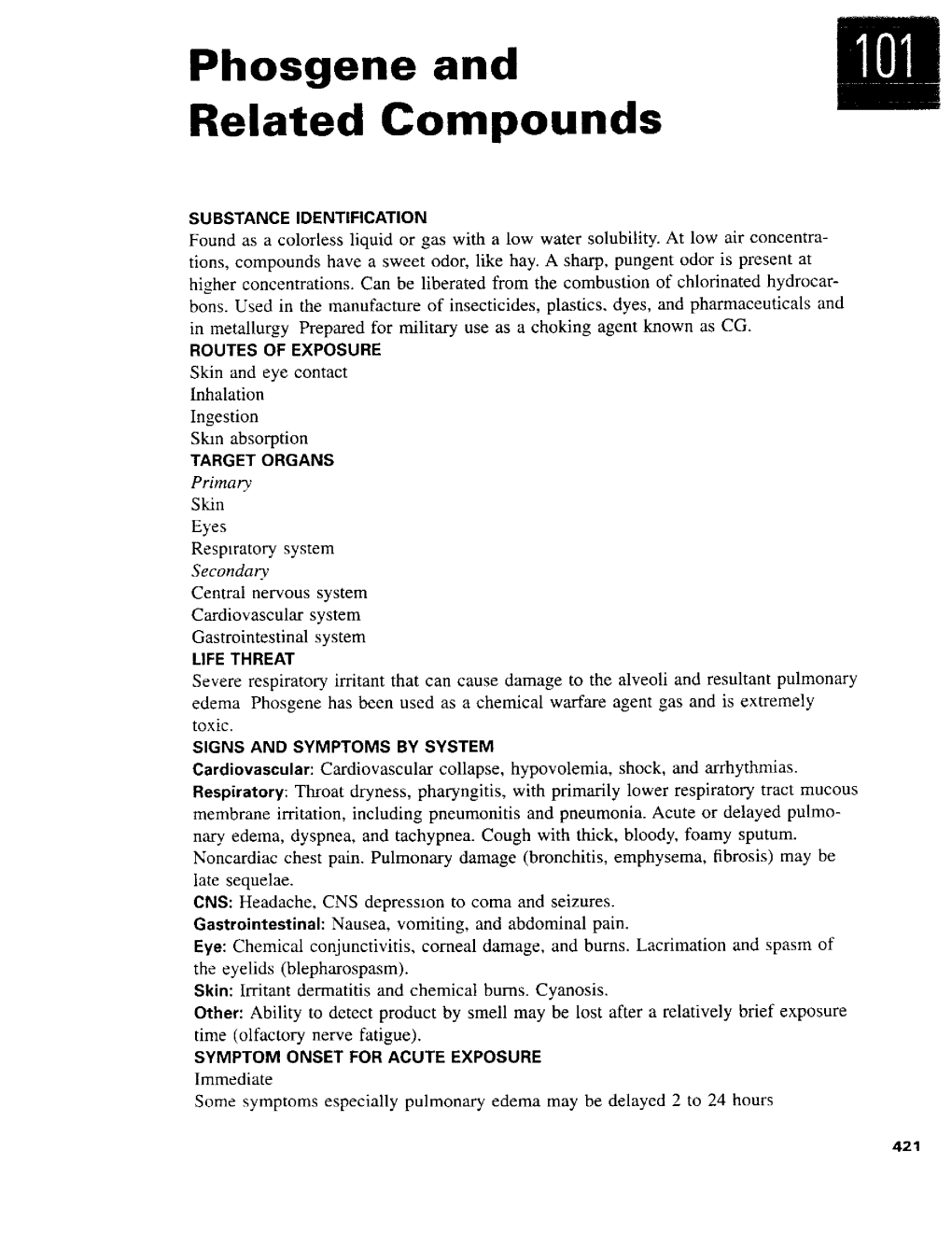 Phosgene and .0." Related Compounds