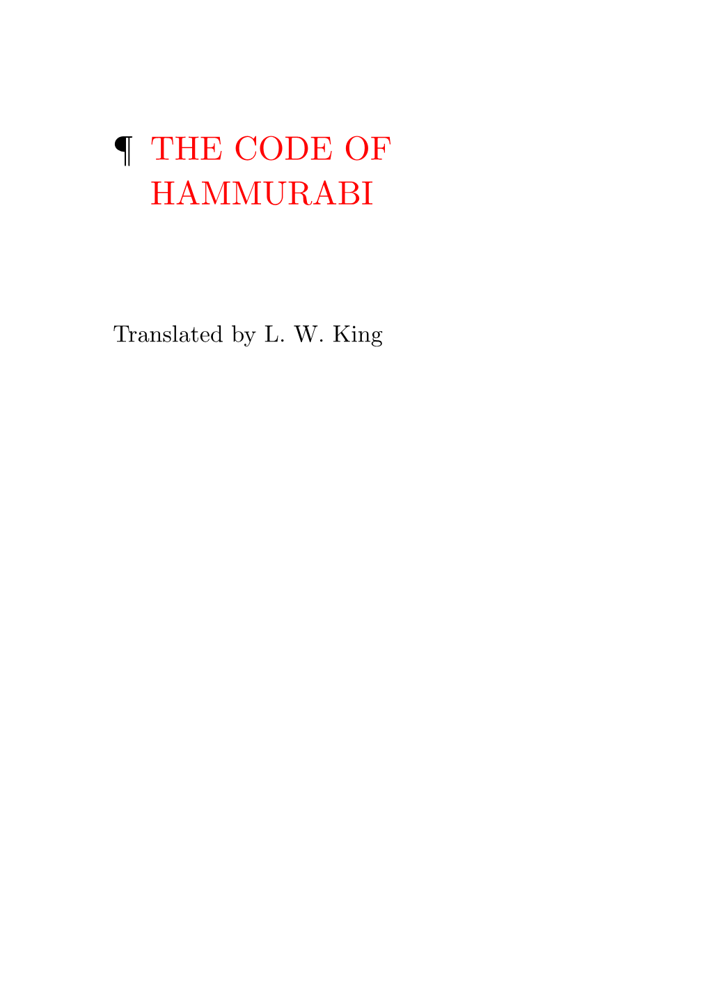 ¶ the Code of Hammurabi